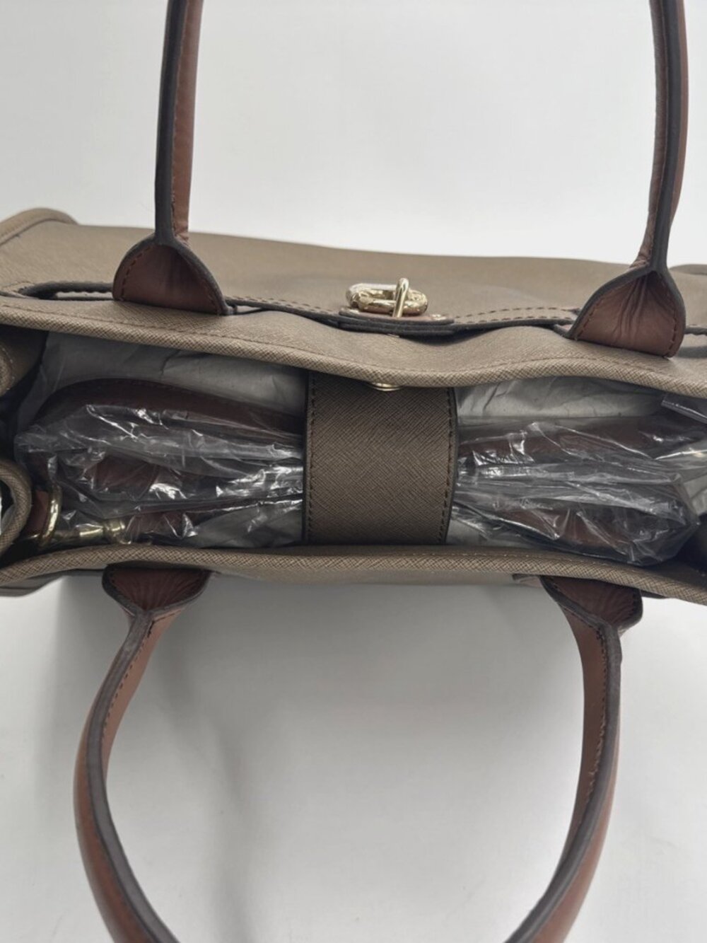 Tommy Hilfiger Shopper Tote Shoulder Bag Olive Green Tan Canvas Purse Strap NEW - Picture 15 of 15